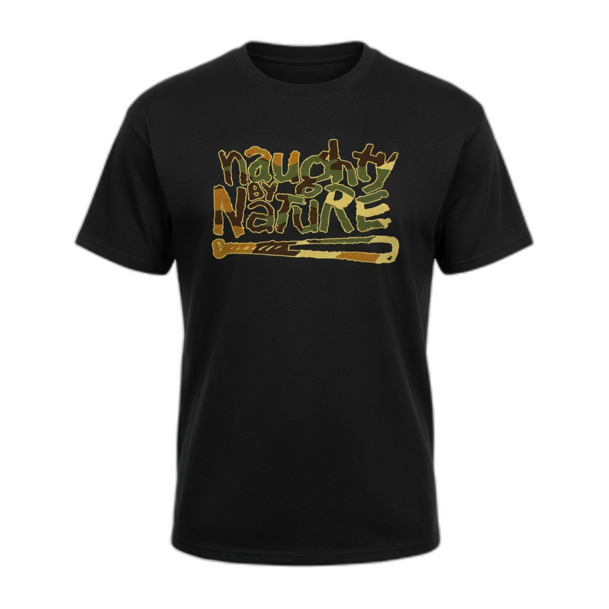 Naughty By Nature Camo Logo T-Shirt – Black