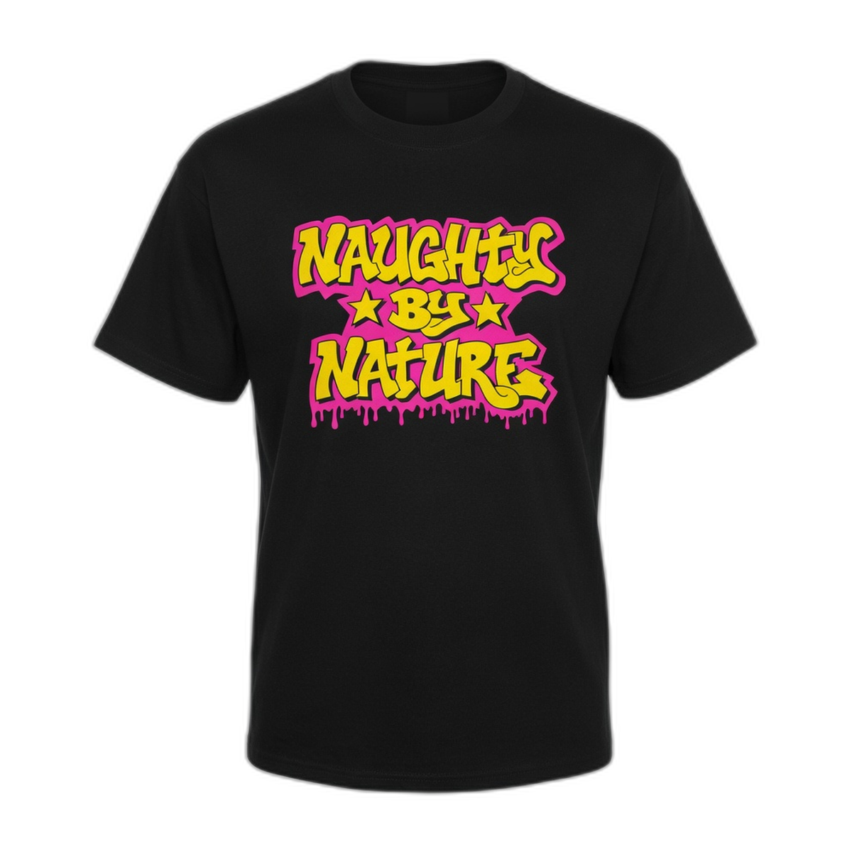 Naughty By Nature Neon Drip T-Shirt – Black