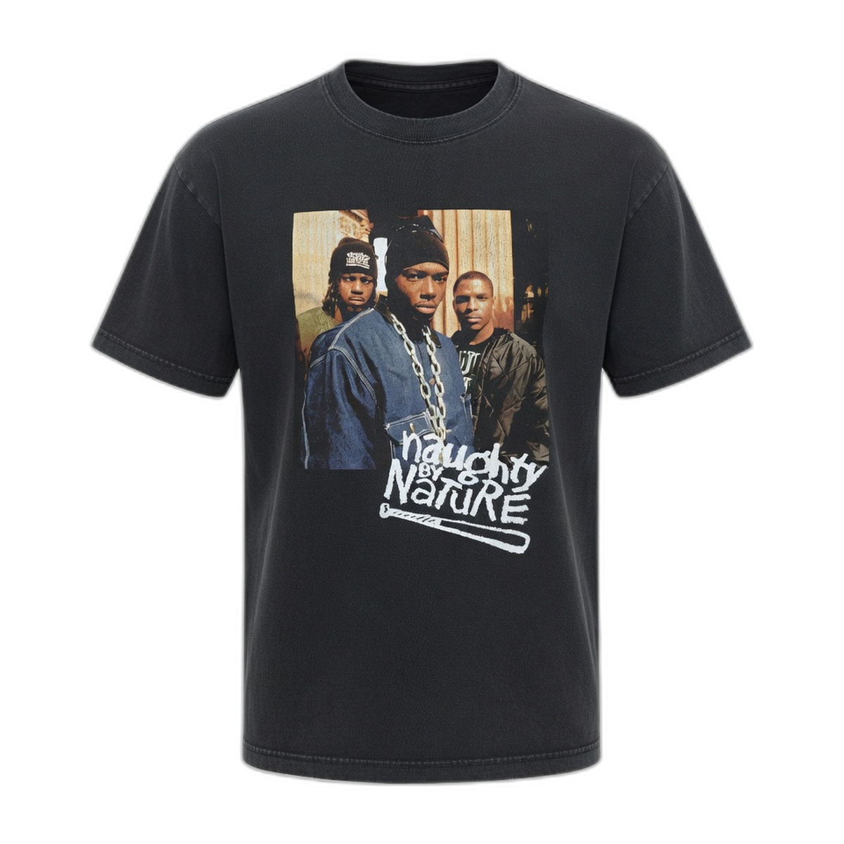 Naughty By Nature Photo T-Shirt – Black Stonewash