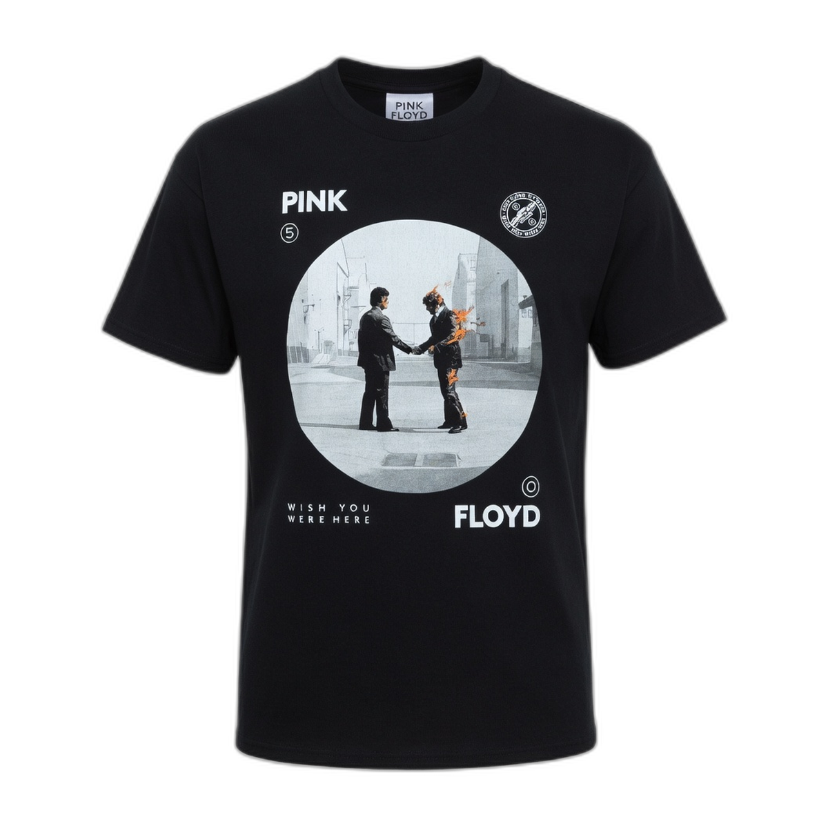 Pink Floyd Man on Fire Circle T-Shirt – Black