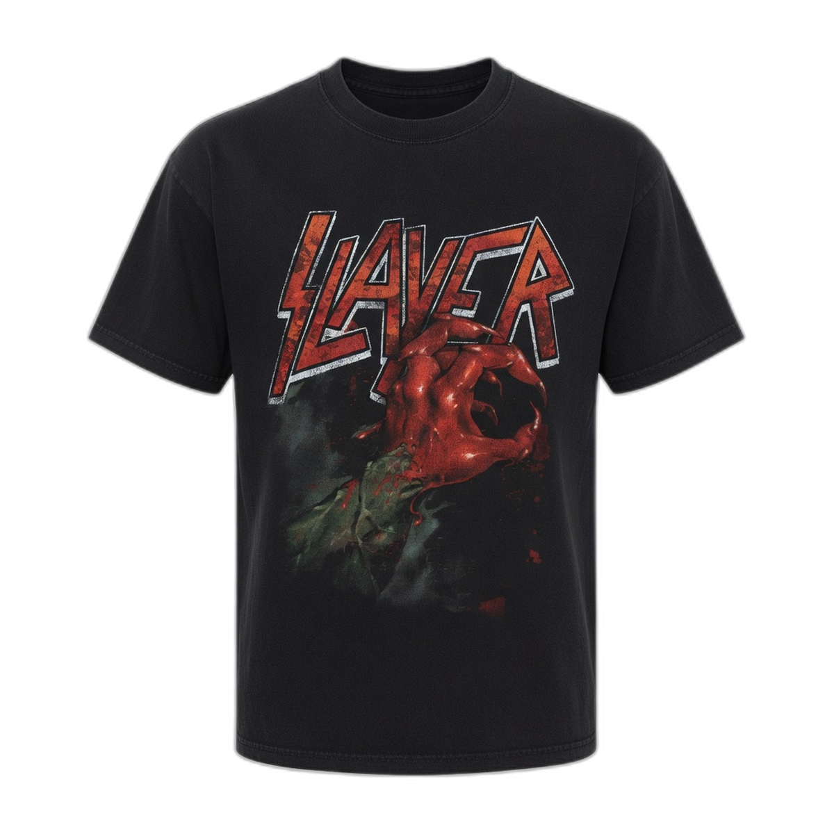 Slayer Blood Hand Visual T-Shirt – Black Vintage