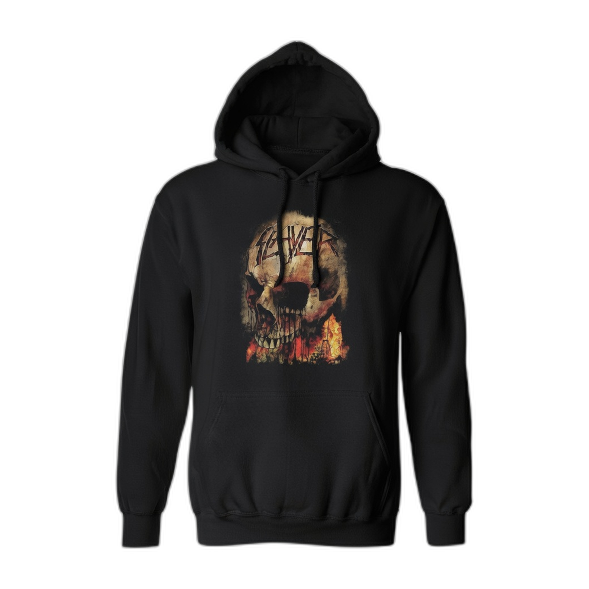 Slayer Fire Skull Hoodie – Black
