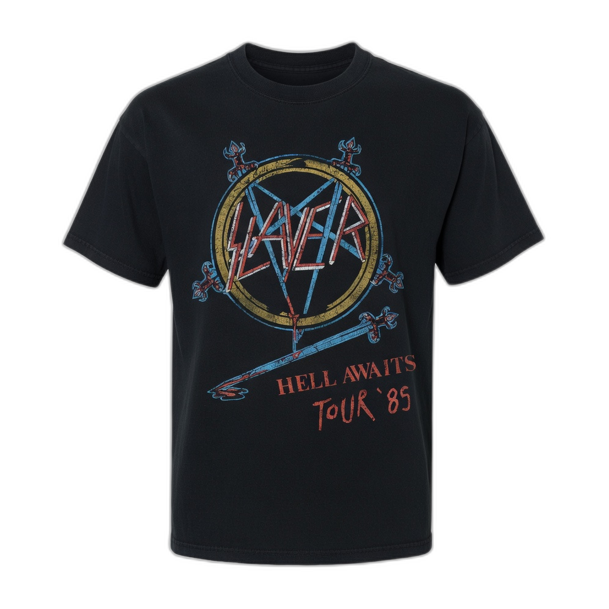 Slayer Hell Awaits 1985 Tour T-Shirt – Black Vintage