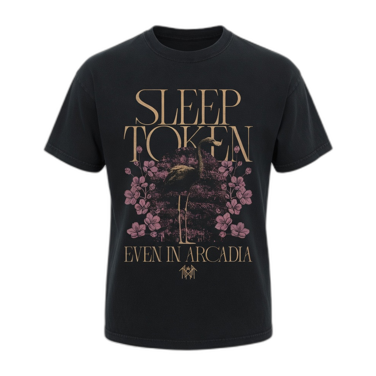 Sleep Token Crane Flowers Visual T-Shirt – Black Vintage