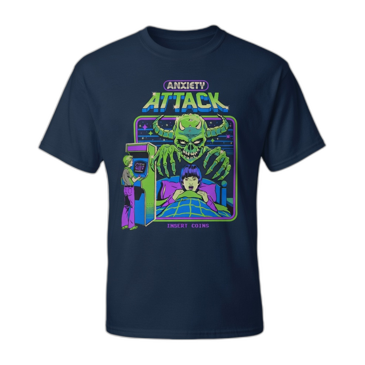 Steven Rhodes Anxiety Attack T-Shirt – Navy