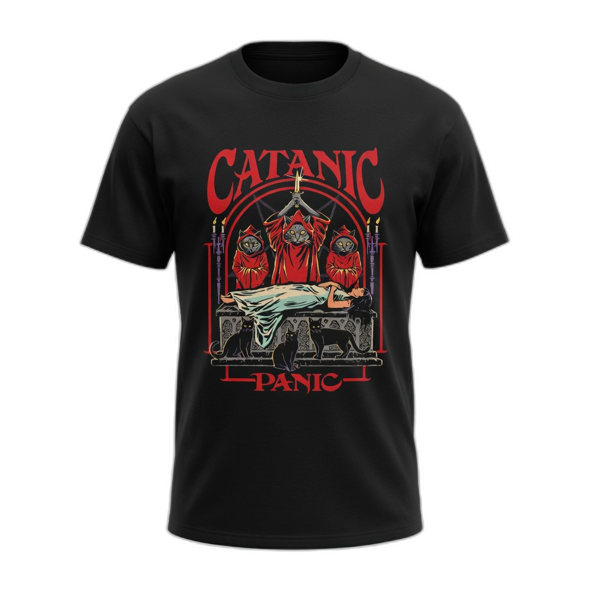 Steven Rhodes Catanic Panic T-Shirt – Black
