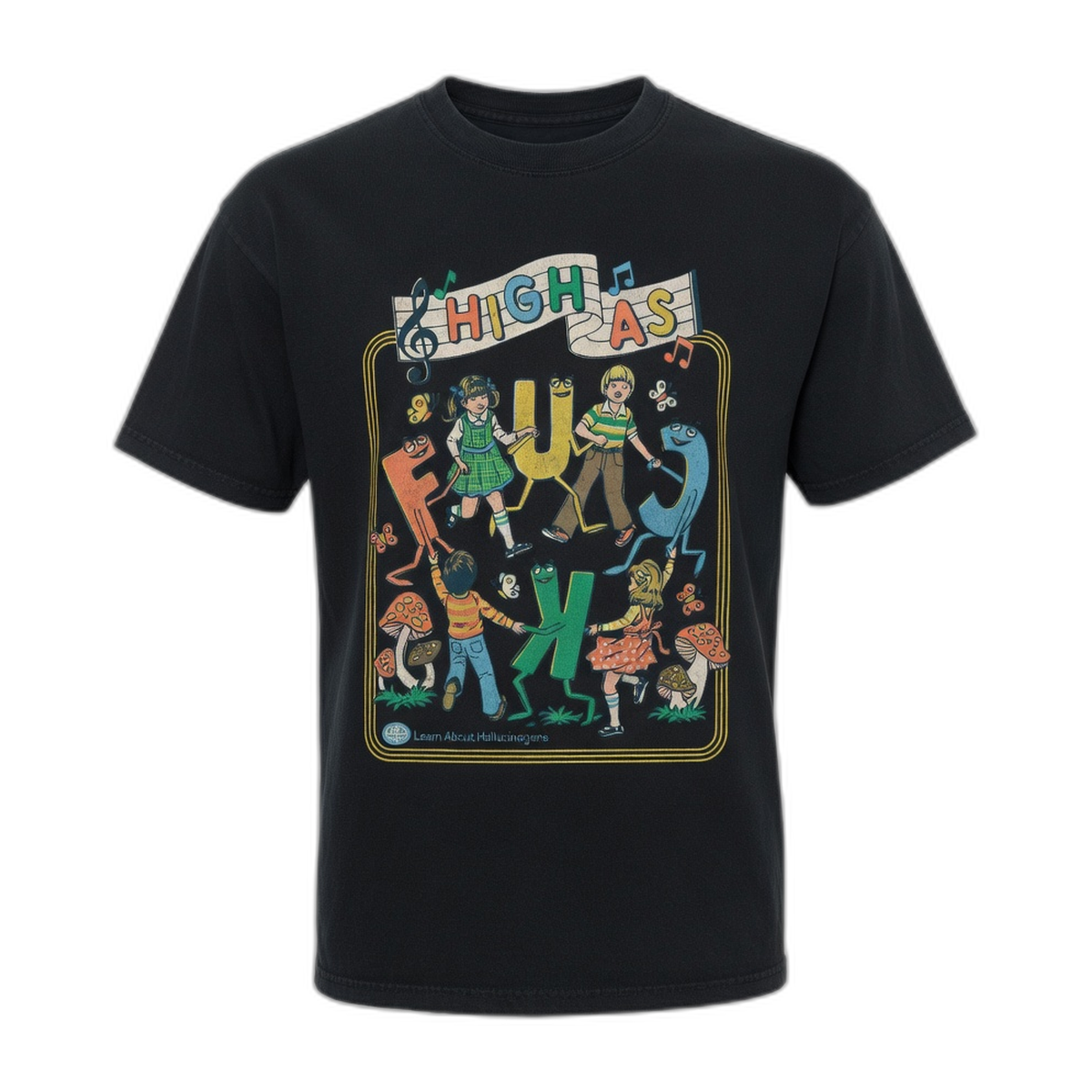 Steven Rhodes High As F*ck T-Shirt – Black Vintage