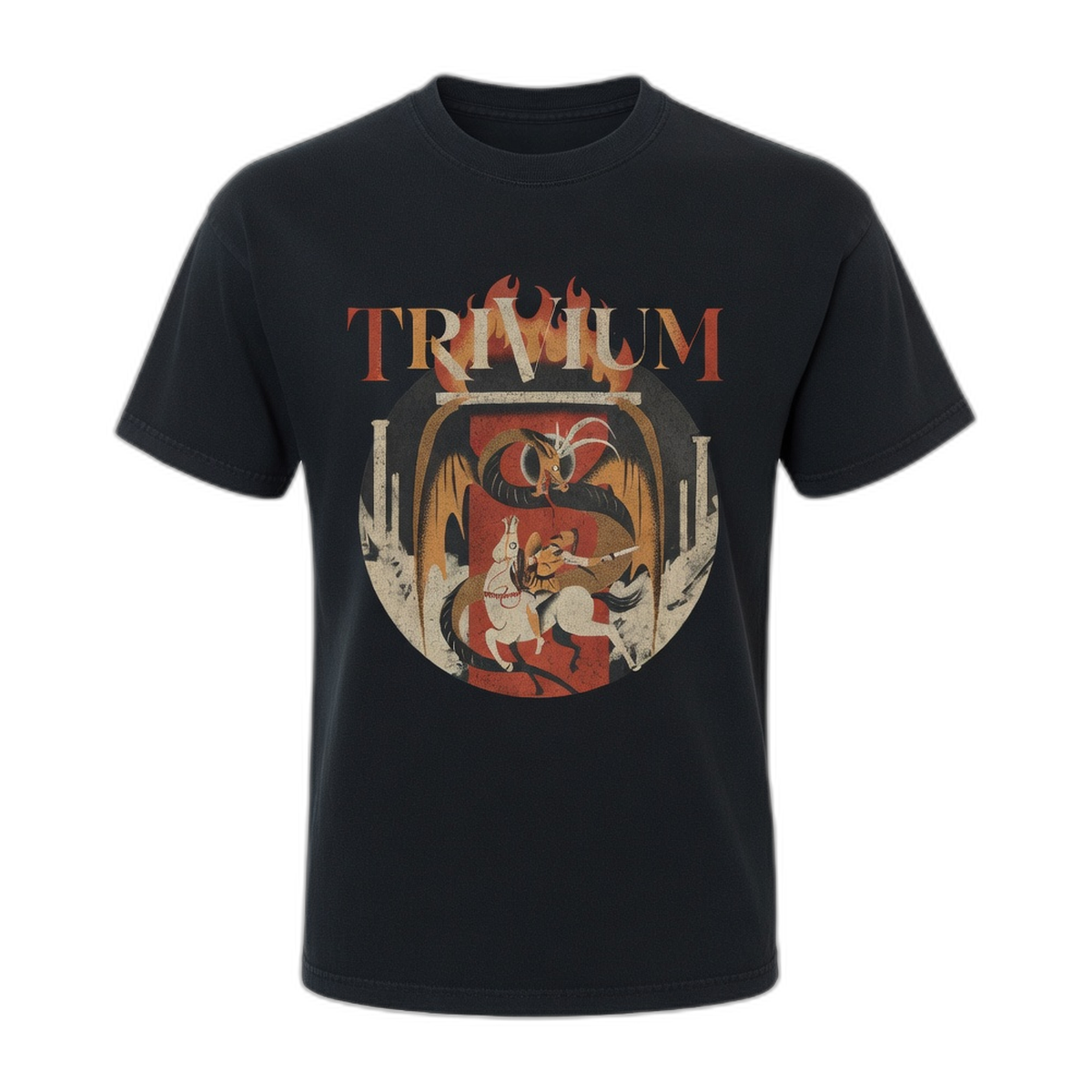 Trivium Knight Flames T-Shirt – Black Vintage