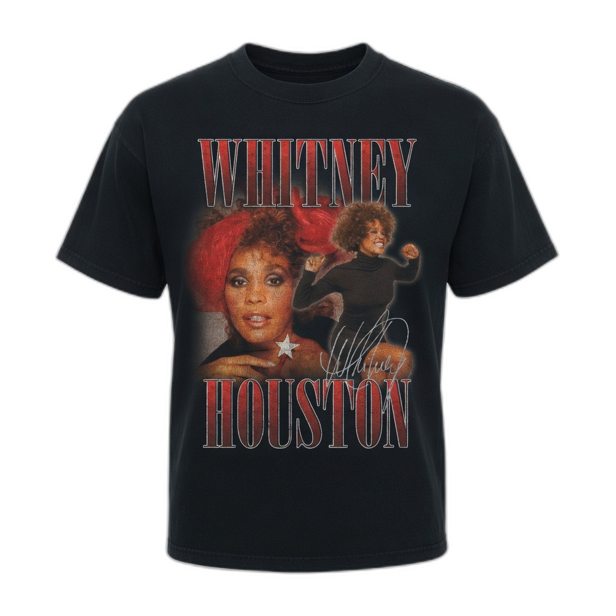 Whitney Houston Homage T-Shirt – Black Vintage