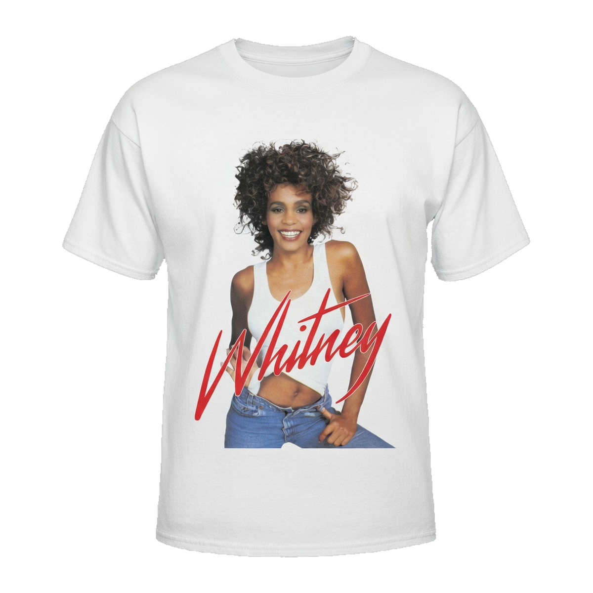 Whitney Houston Jeans T-Shirt – White Vintage