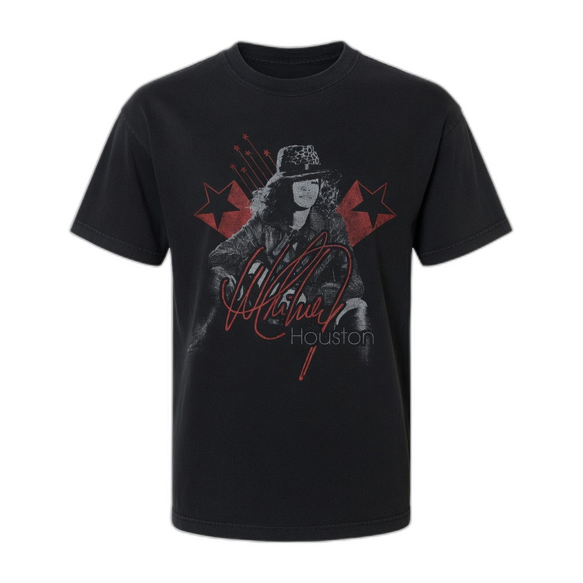 Whitney Houston Stars T-Shirt – Black Vintage